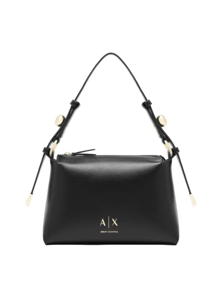 Lniana torebka Armani Exchange czarna