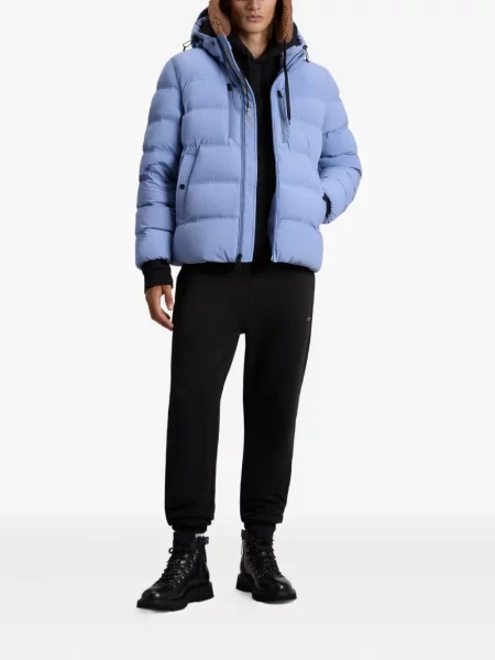 Geacă cu puf Woolrich cu glugă stretch albastru