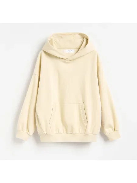 Reserved Mikina oversized s potiskem béžová