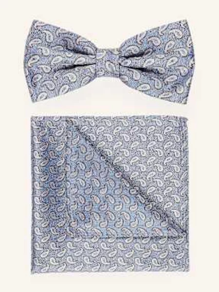 Prince Bowtie Sada: Motýlek A Kapesníček Do Náprsní tmavě modrá / hnědá bílá