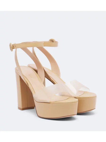 Кожени сандали Gianvito Rossi на платформе бежово