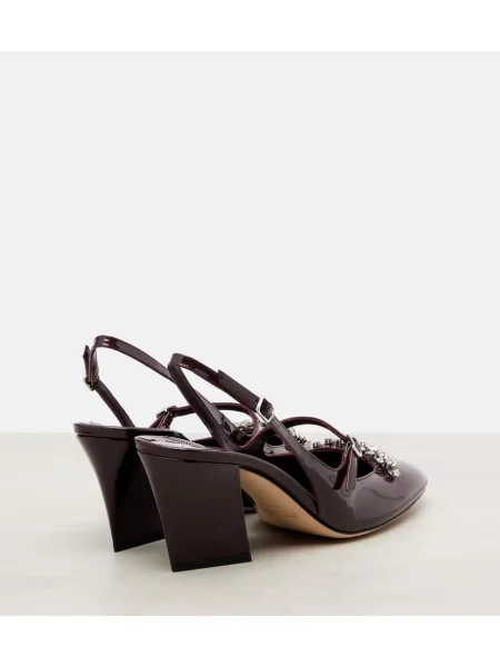 Pantofi cu toc Jimmy Choo din piele de lac slingback bordo