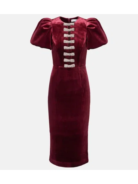Aksamitna sukienka midi Rebecca Vallance do kolan garniturowa bordowa