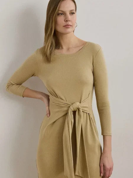 Платье миди Lauren Ralph Lauren бежевое