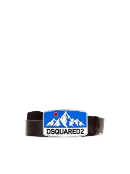 Pasek Dsquared2 z logo brązowy