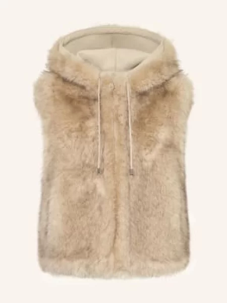 Maje Kamizelka Ze Sztucznego Futra beige beżowa