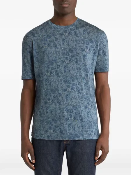 Tricou Etro cu model floral albastru