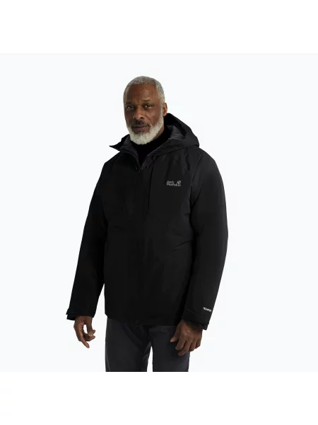 Geacă de ploaie pentru bărbați Jack Wolfskin Icecape 2L Down Ins Rds negru