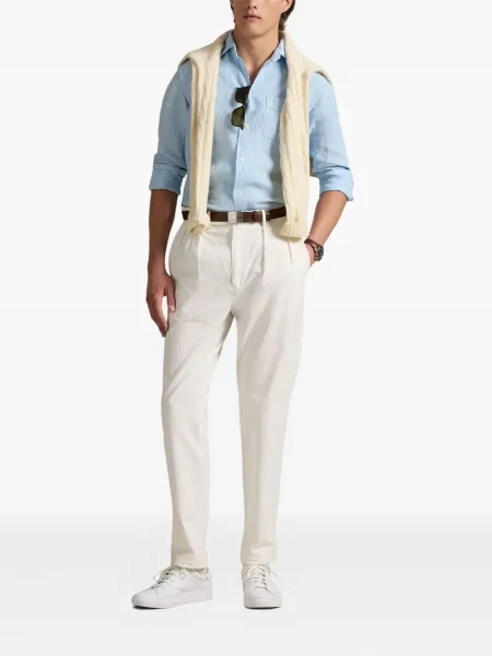 Tricou Polo Ralph Lauren din piele cu broderie în carouri maro