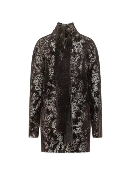 Rochie mini Msgm cu funde cu model floral din dantelă maro