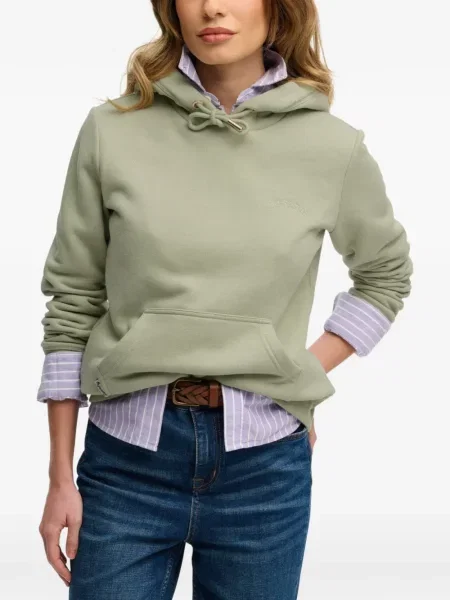 Hanorac cu glugă Superdry cu broderie cu cordon verde