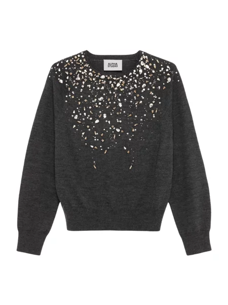Sweter Alpha Studio wełniany szary