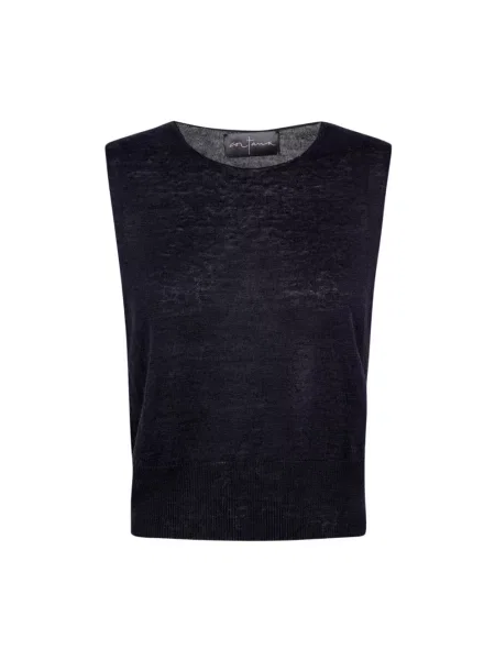 Lniany top Cortana niebieski