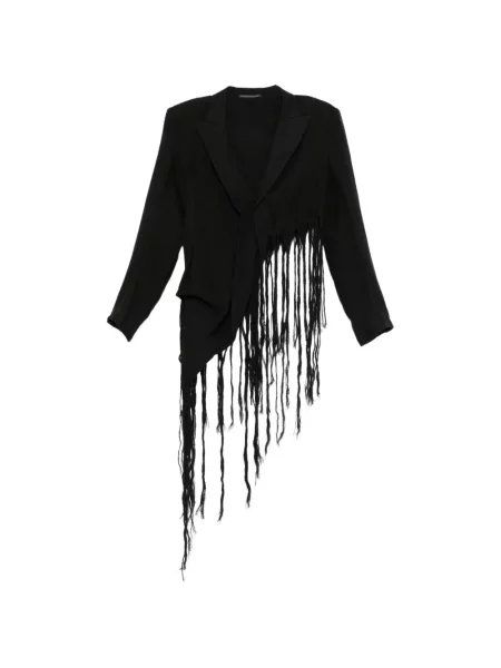 Geacă Yohji Yamamoto cu franjuri asimetrică negru