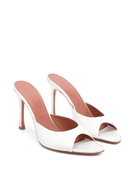 Papuci tip mules Amina Muaddi din satin alb