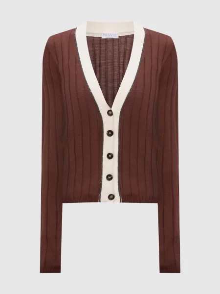 Шерстяной кардиган Brunello Cucinelli коричневый