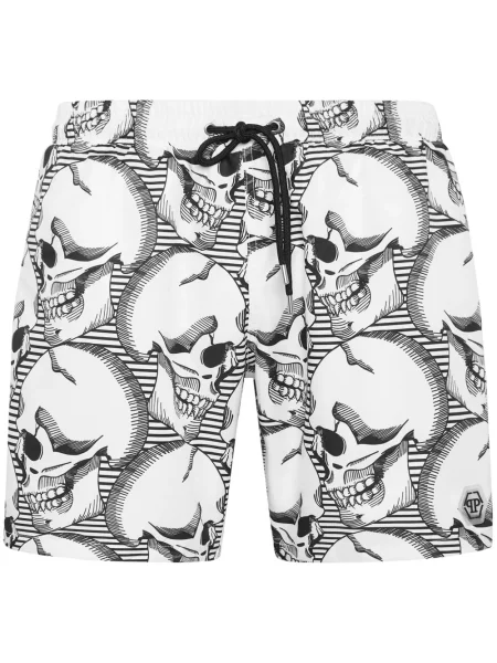 Slip de baie Philipp Plein cu imagine alb
