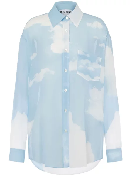 Cămașă Moschino transparente albastru