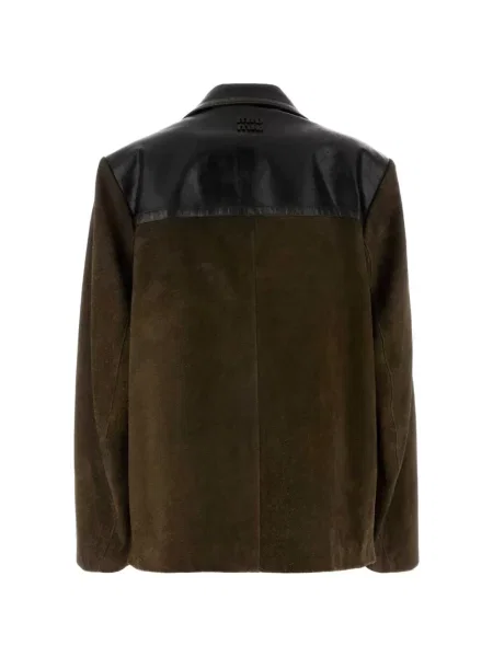 Geacă Miu Miu din piele de căprioară verde