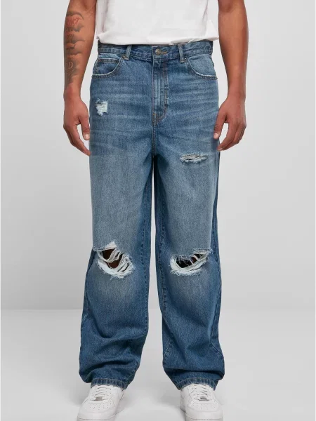Urban Classics Džíny Distressed džínovina modrá