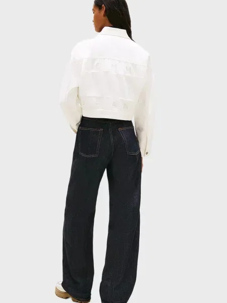 Укорочена джинсова куртка Tommy Jeans біла