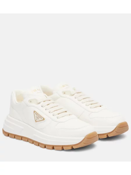 Sneakerși Prada din piele alb