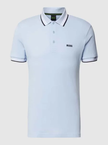 Koszulka polo o kroju regular fit z wyhaftowanym logo model ‘Paddy’ Boss Green niebieska
