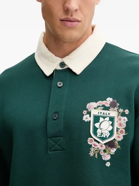 Polo Ea7 Emporio Armani cu model floral cu imagine verde