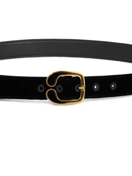 Curea Etro de catifea cu model paisley cu cataramă negru