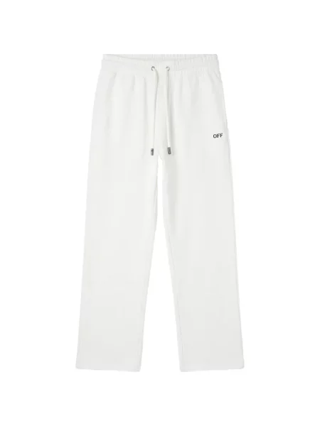 Pantaloni Off-white cu imagine alergare cu cordon alb
