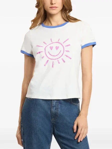 Stras tricou Cinq A Sept alb
