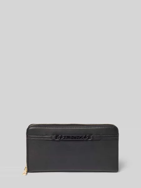 Lniany portfel Valentino Bags czarny