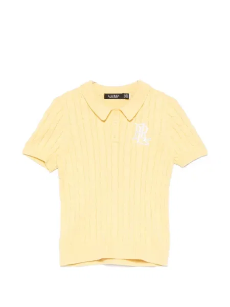 Tricou polo Lauren Ralph Lauren tricotate galben