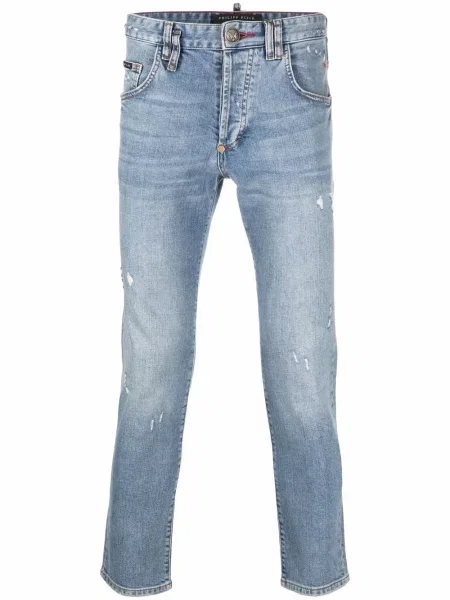 Blugi Philipp Plein cu broderie albastru