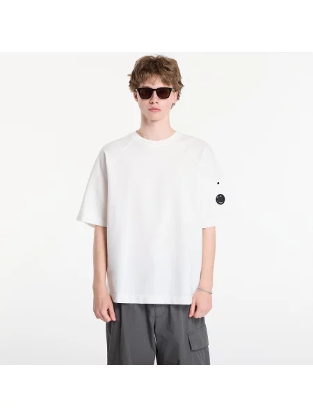 Pulover C.P. Company Light Fleece Short Sleeve Sweatshirt Off White L alb