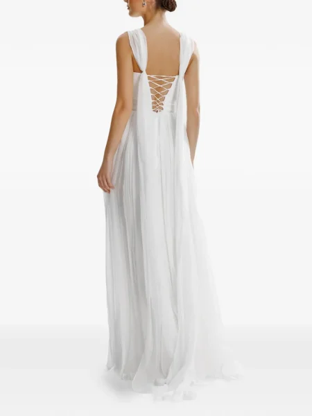 Rochie maxi Framboise plisată de costum alb