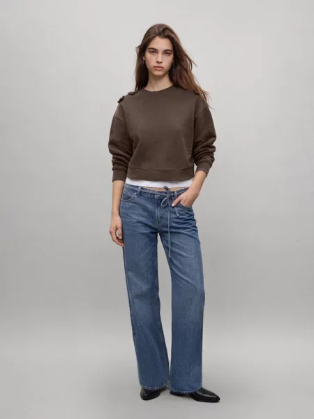 Bluza z na ramionach Teen L MANGO TEEN brązowy