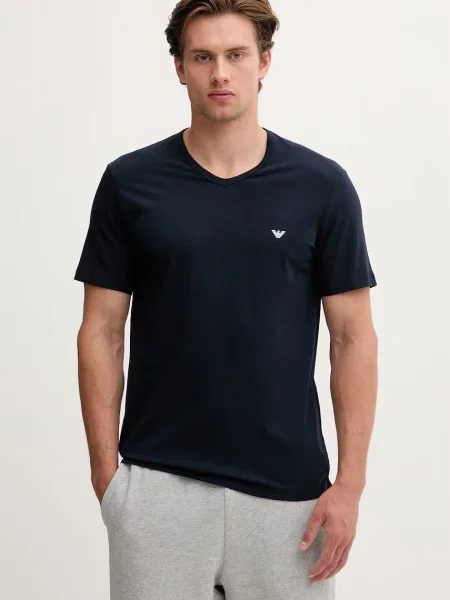 Emporio Armani Underwear basic majica kratkih rukava muška od pamuka s elastanom plava