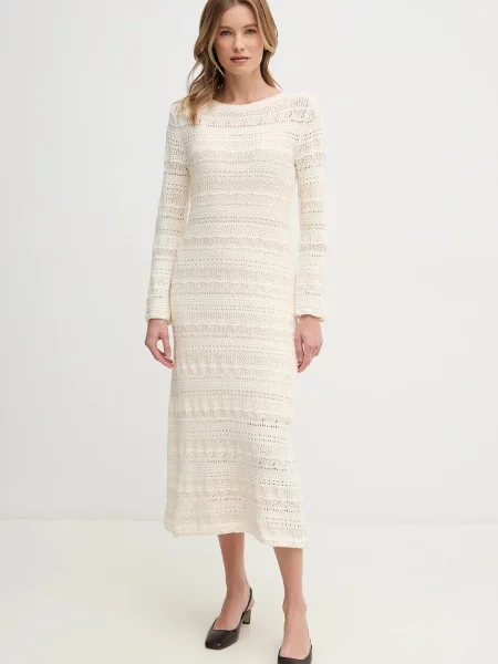 Рокля OUI среднодълга със стандартна кройка бежово
