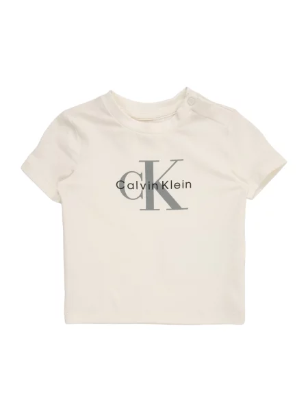 Calvin Klein Jeans Tricou gri / negru / lână alb