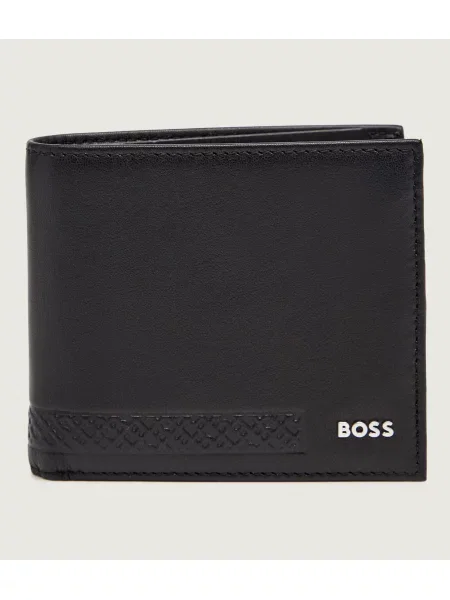 BOSS BLACK De piele portofel GB_Monogram negru