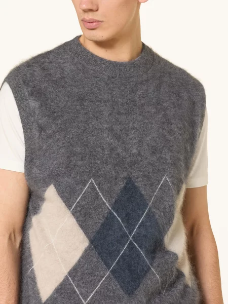 Lisa Yang Kašmírový Svetr Bez Rukávů Dennis tmavě / krémová / tmavě modrá šedá