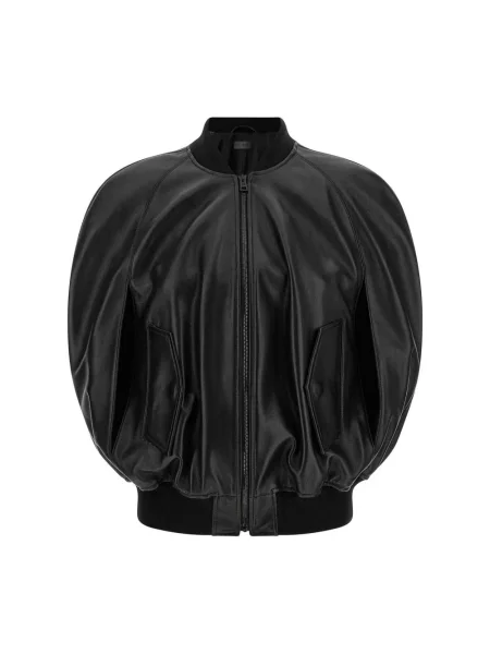 Lniany kurtka bomber Balenciaga czarny