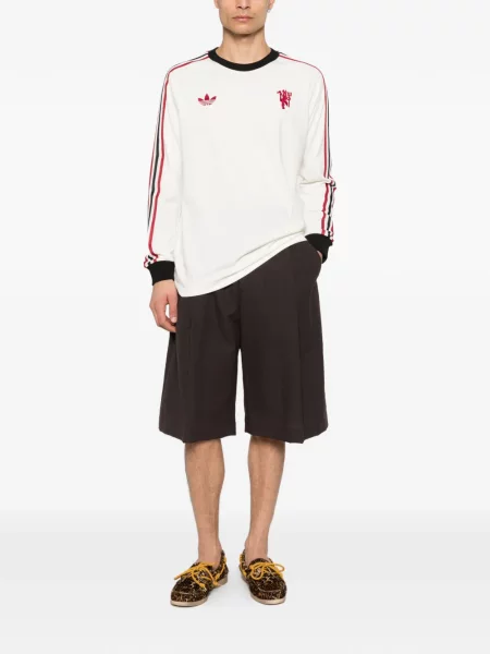 Tricou Adidas cu dungi cu imagine alb