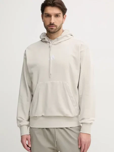 Суичър с качулка Adidas с качулка бежово