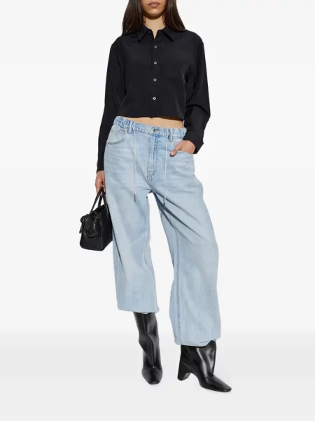 Подрязан риза Alexander Wang бродирана черно