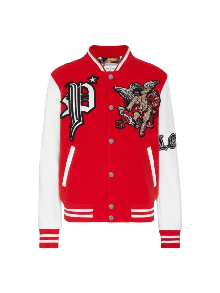 Kurtka skórzana Philipp Plein czerwona