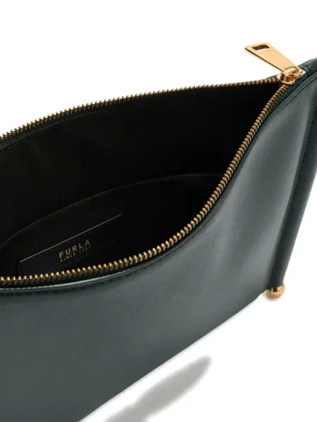Кожена кожена чанта Furla зелено