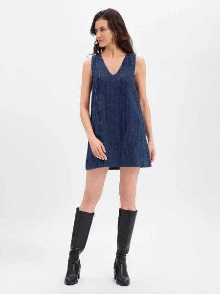 Noisy May Dżinsowa sukienka z cekinami NMAmalie Kobiety Sztuczne włókno wypukły wzór tkaniny S niebieski