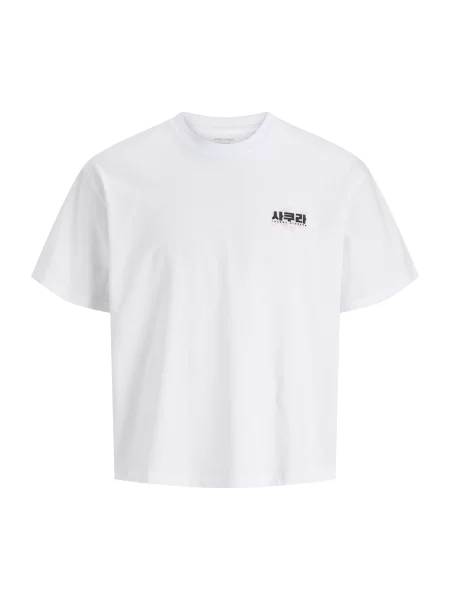 JACK & JONES Tricou JORKEN roz / negru alb
